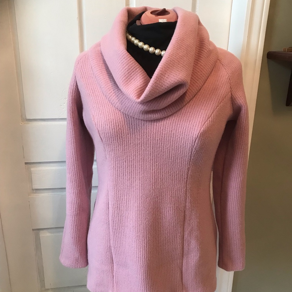 Elegant Pink Cowl Neck Sweater